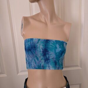 Forever 21 Tie Dye Smocked Bandeau Tube Top SZ S
